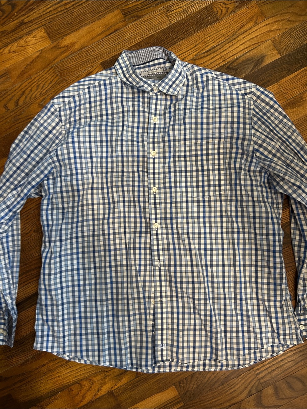 Johnston & Murphy Blue and White Gingham Button-Down Shirt
